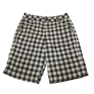 Puma Men's Black Gray Plaid Shorts Sport Lifestyle Golf Casual Chino Size‎ 32